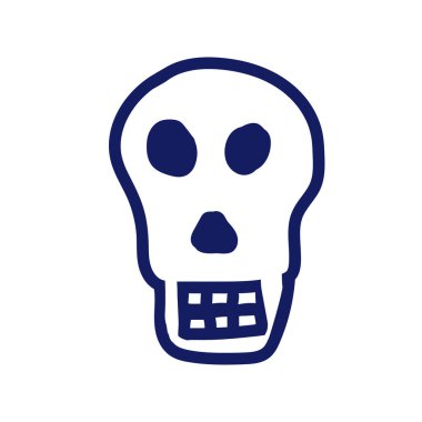 Kurukafa doğrusal biçim vektör simgesi. Tasarımınız için mavi çizgili kafatası karalama tarzı gay kalem