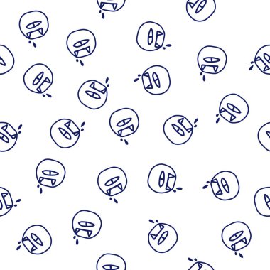 Beyaz arka planda jel kalemle çizilmiş kusursuz karalama canavarı yüzleri. Odig eyes, mouth with spgs.