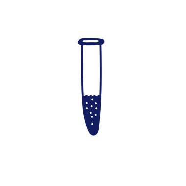 Doodle tarzı tıbbi test tüpü. Mavi mürekkep, taslak tarzı. Kış deneyimleri için karalama matarası. Vektör illüstrasyonu beyaz arkaplanda izole edildi