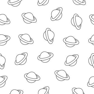 Beyaz arka planda karalama tarzında kusursuz gezegenler. Siyah çizgi