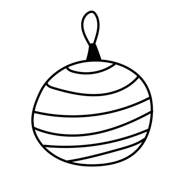 Árvore de Natal bauble vetor ícone isolado em um fundo branco na mão desenhado estilo doodle para cartão de saudação, convite, padrões, ilustrações —  Vetores de Stock