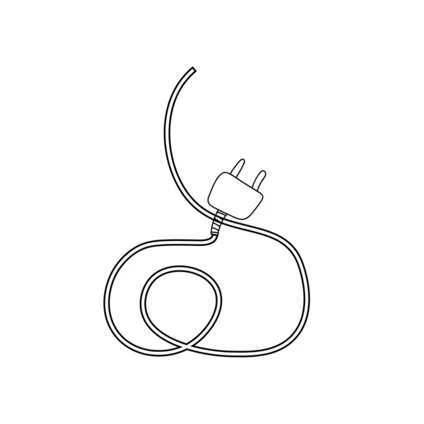 Hand gezogener Stecker in Steckdose Doodle. Skizzieren Sie Stilikone. Dekorationselement. Vereinzelt auf weißem Hintergrund. Flaches Design. Vektorillustration. — Stockvektor