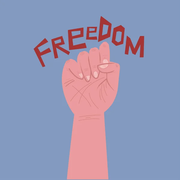 Eine geballte Faust. Symbol des Kampfes und der Solidarität der Arbeiterklasse. Mit nadrisya Freedom Vector Illustration im handgezeichneten Stil. — Stockvektor