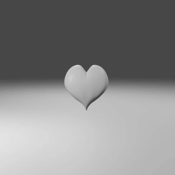 现实的白色3D情人节心脏，白底上闪烁着光芒。图例 — 图库照片