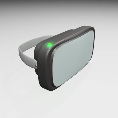 Gri arkaplanda 3 boyutlu vr gözlüğü görüntüleme.