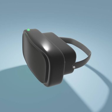 Siyah ve Beyaz VR Sanal Gerçeklik Kulaklığı Beyaz Arkaplan 3 boyutlu Görüntü 'de izole edildi