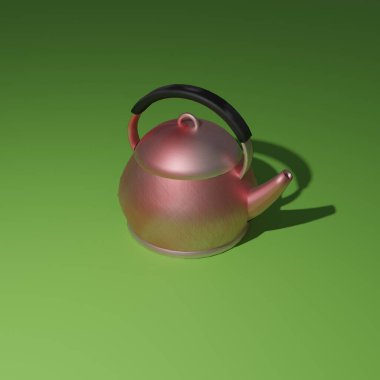 Turkuaz çaydanlık beyaz arkaplan 3d render