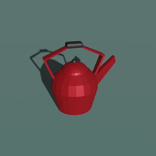 3d render of lowpoly red kettle for websites and smm.