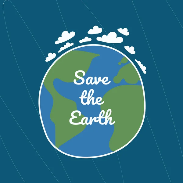 Concepto del Día de la Tierra. Manos humanas sosteniendo globo flotante en el espacio. Salva nuestro planeta. Estilo Doodle vector ilustración aislada. — Vector de stock