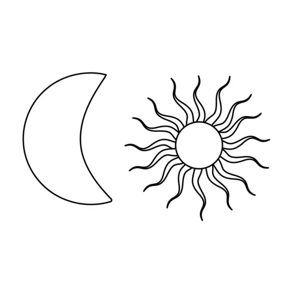 Сонце і Місяць, намальовані в стилі гравірування. Векторний графічний опис ілюстрацій. Vintage pastiche of esoteric and occult signs. — стоковий вектор