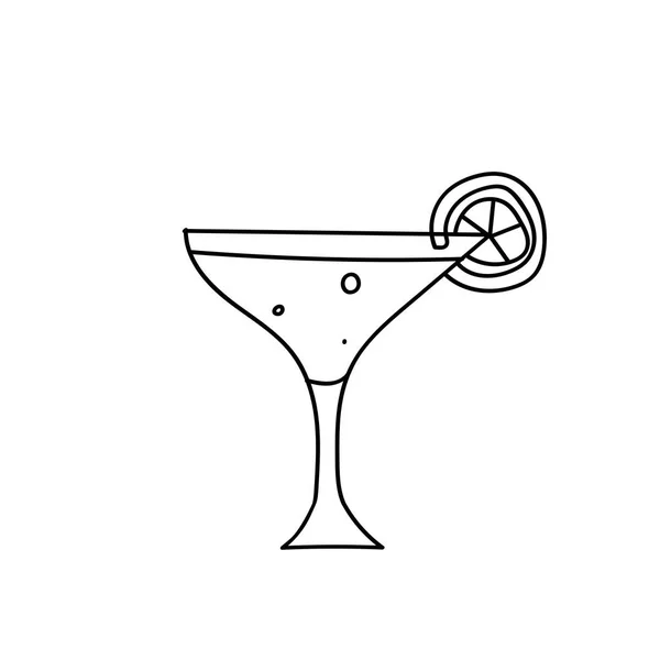 Cocktail Bebida Alcoólica Não Alcoólica Doodle Estilo Esboço Simples Desenhado —  Vetores de Stock