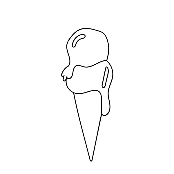 Icône Doodle Crème Glacée Avec Fond Dessert Doux Noir Blanc — Image vectorielle