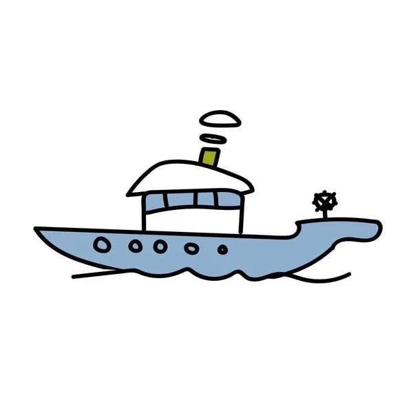 Gekleurd Zeeschip Met Doodle Kunst — Stockvector