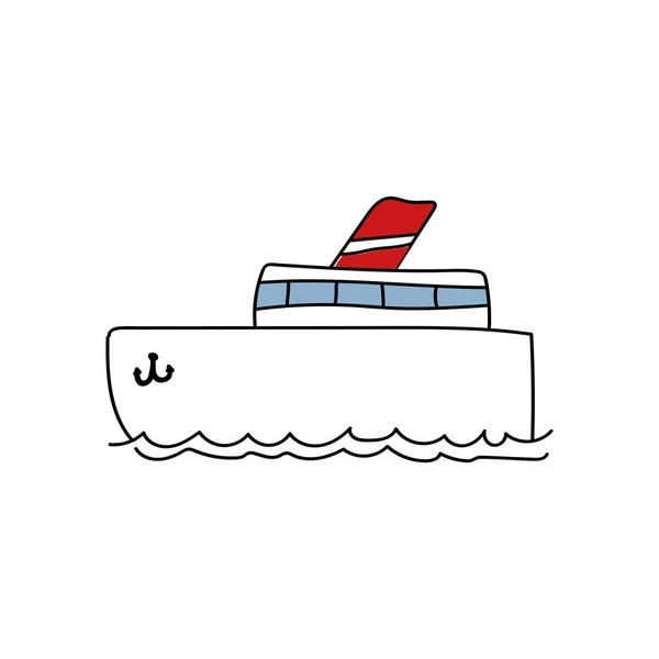 Navio Mar Colorido Usando Arte Doodle —  Vetores de Stock