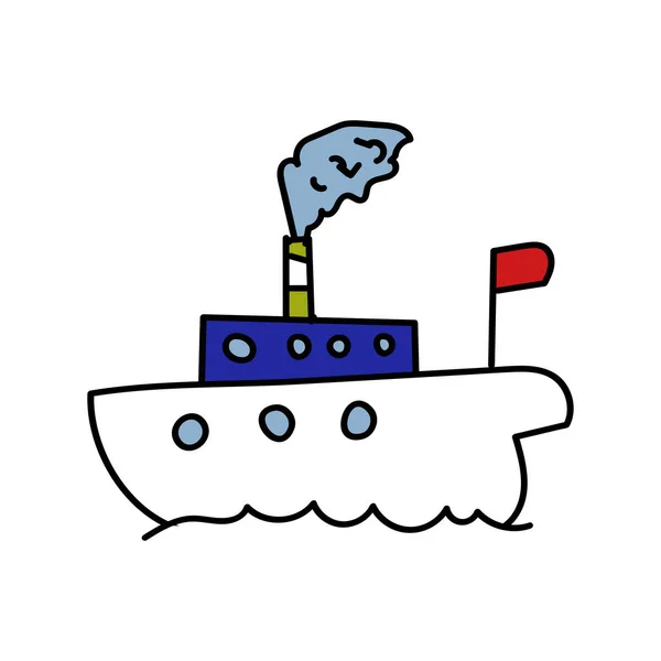 Colored Sea Ship Using Doodle Art — Stock Vector