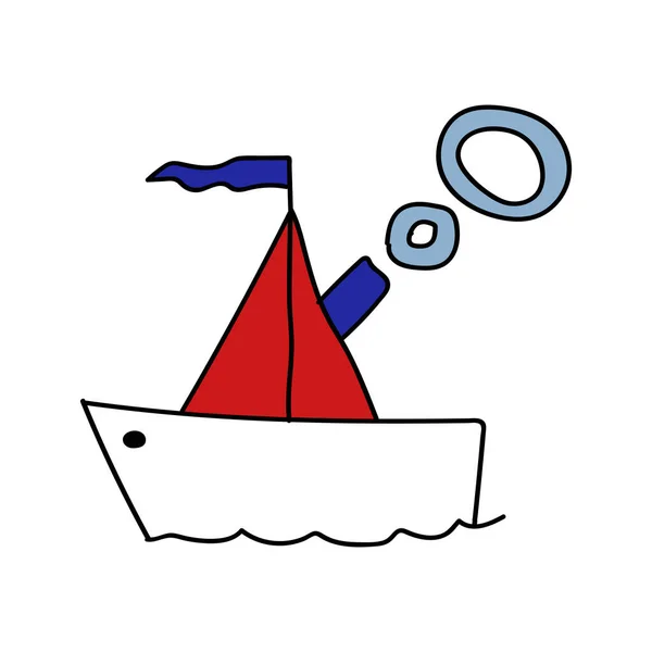 Barevná Námořní Loď Pomocí Doodle Art — Stockový vektor