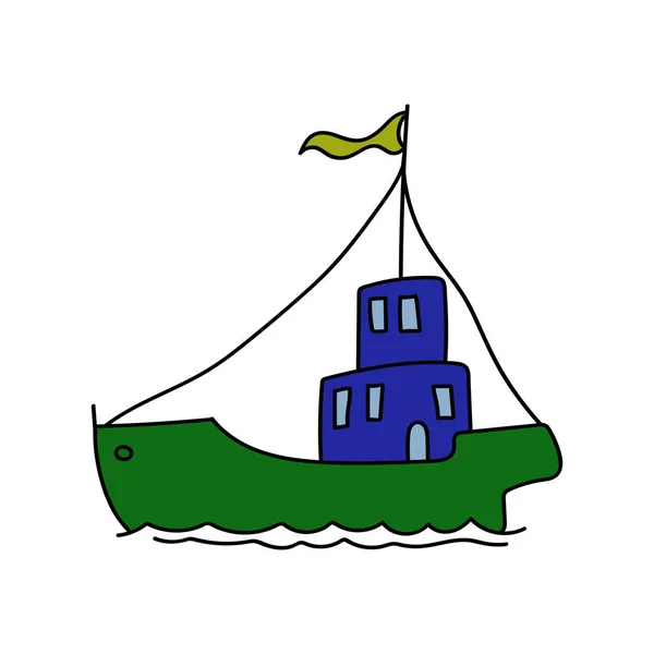 Цветной Корабль Использующий Каракули — стоковый вектор
