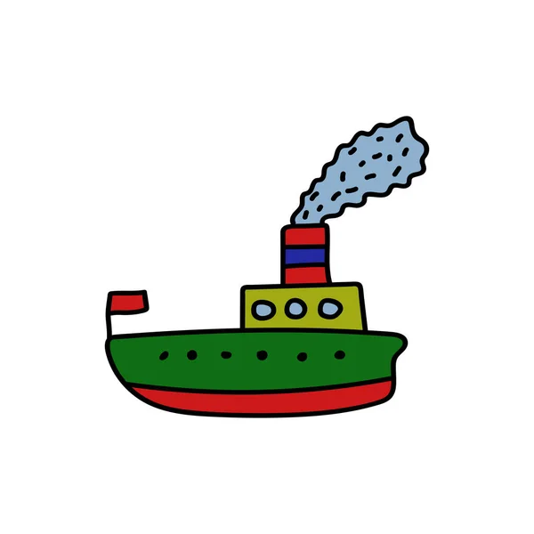 Colored Sea Ship Using Doodle Art — Stock Vector