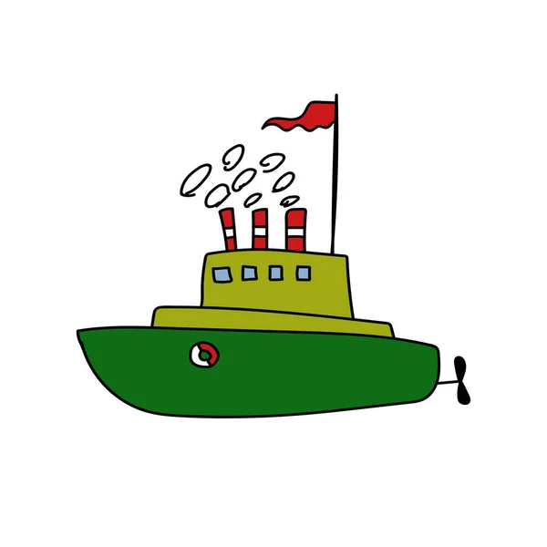 Navio Mar Colorido Usando Arte Doodle —  Vetores de Stock