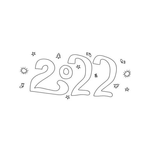 2022 Año Tarjeta Grunge Letras Mano Con Letras Garabateadas Artesanales — Vector de stock