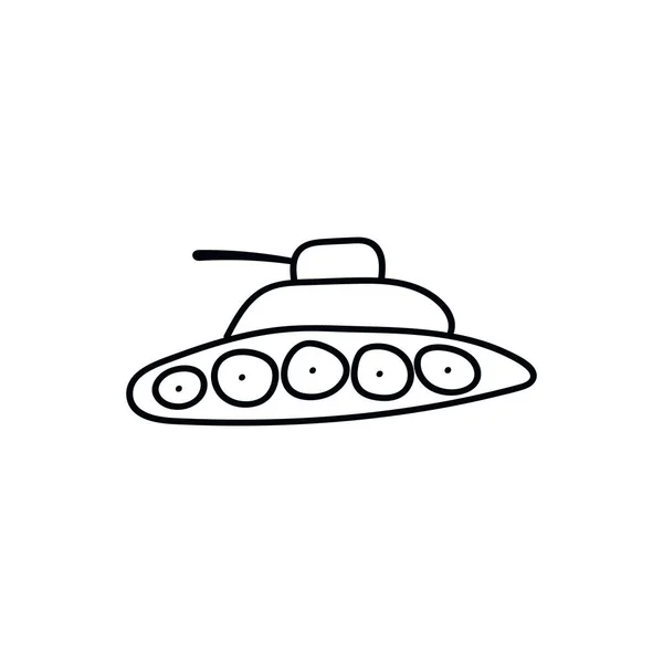Танк Значок Каракулі Ескізних Лініях Військова Зброя — стоковий вектор