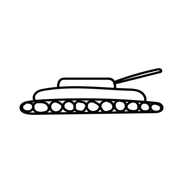 Tank Icon Doodle Sketch Lines Military Weapon War — Stock Vector