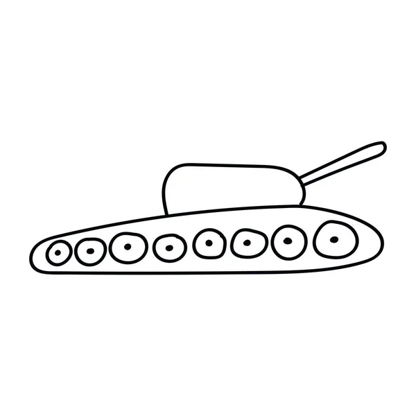 Icono Del Tanque Líneas Bosquejo Garabatos Guerra Armas Militares — Vector de stock