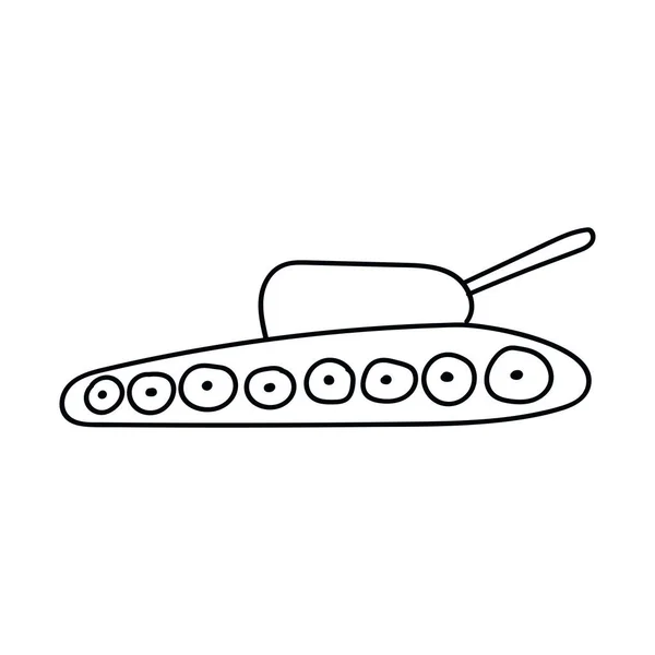 Ikona Czołgu Szkicach Doodle Wojna Zbrojna — Wektor stockowy