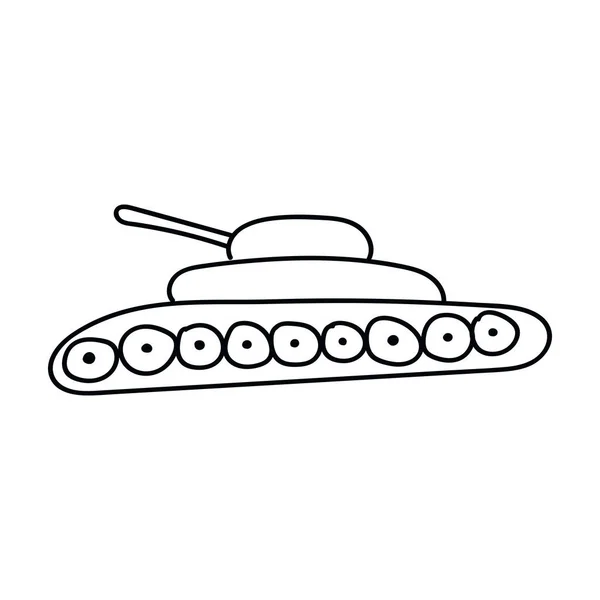 Icono Del Tanque Líneas Bosquejo Garabatos Guerra Armas Militares — Vector de stock