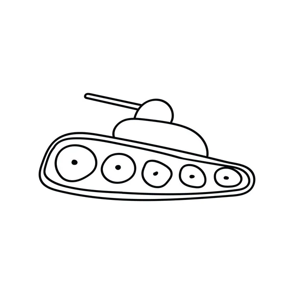 Tank Icon Doodle Sketch Lines Military Weapon War — Stock Vector