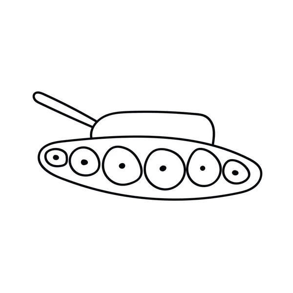 Tank Icon Doodle Sketch Lines Military Weapon War — Stock Vector