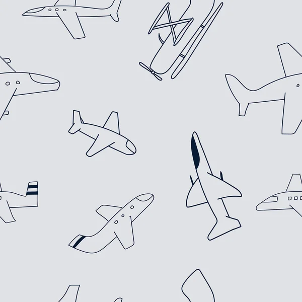 손으로 솔기없는 아이들은 스칸디나비아 스타일의 비행기와 배경에 패턴을 비행기가 매끄럽지 — 스톡 벡터