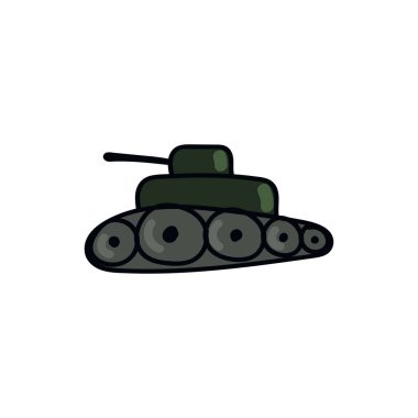 Renk çiziminde tank simgesi. Askeri silah savaşı..