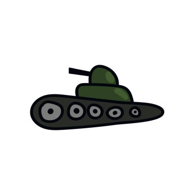 Renk çiziminde tank simgesi. Askeri silah savaşı.