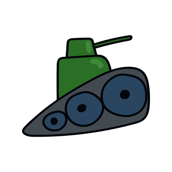 Tank Ikon Színes Rajz Katonai Fegyverháború — Stock Vector