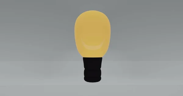 Bílá žárovka na jasně žlutém pozadí v pastelových barvách. Minimalistický koncept, chytrý koncept, izolovaná lampa. 3D vykreslení ilustrace — Stock fotografie