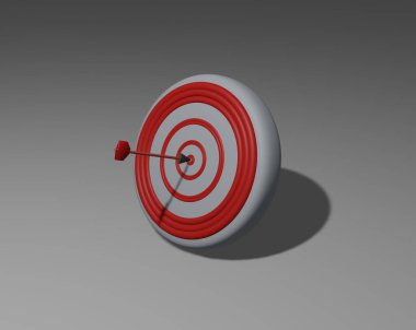 Ok hedefin merkezini vurdu. İş hedefi başarısı kavramı 3D resimleme