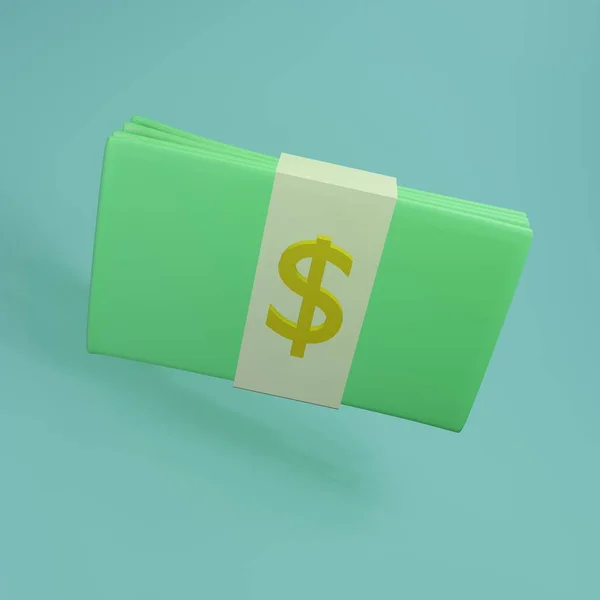 Minimal Cartoon Style Money Dollar Cash Icon Isolated Rendering — Stock Photo, Image