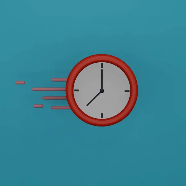 时间的概念 彩色背景上的模拟时钟 网站的最小设计 3D渲染 — 图库照片