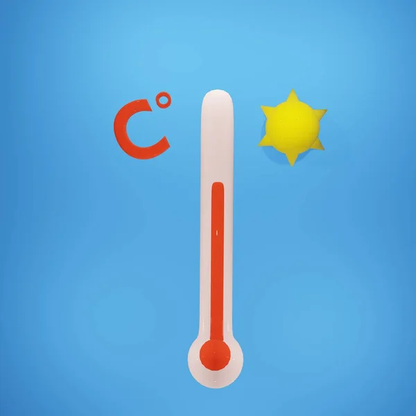 Sol no estilo de minimalismo 3D renderização. Verão, Celsius, quente. — Fotografia de Stock