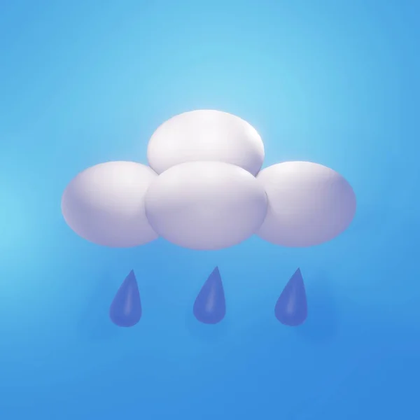 3d renderização de uma nuvem com chuva. no estilo do minimalismo dos desenhos animados. Ícones para previsão meteorológica. — Fotografia de Stock