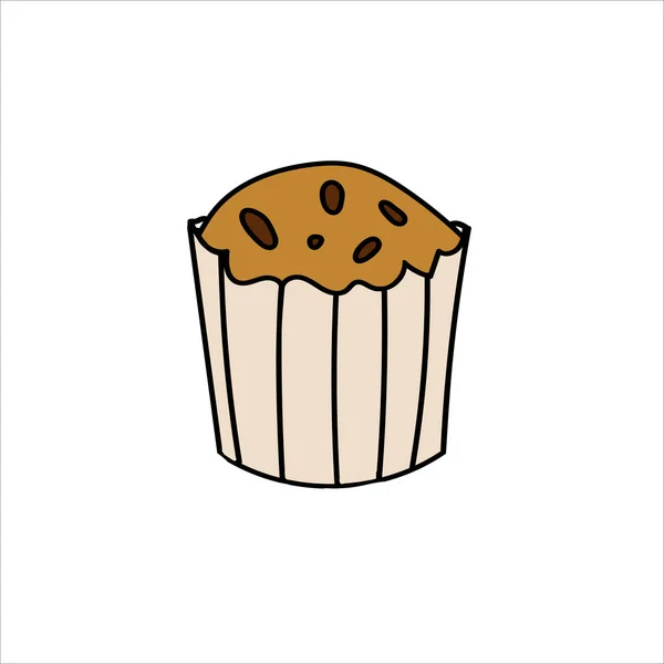 Kaneel broodje met glazuur cartoon stijl vector illustratie. gebakken zoete roll doodle icoon. Design clip art voor cafe menu, flyer, krijtbord. Vers Zweeds kaneelwortelgebak. — Stockvector