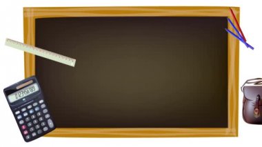 Geri okul kavramı çekime. Kara tahta ve okulun aksesuarları