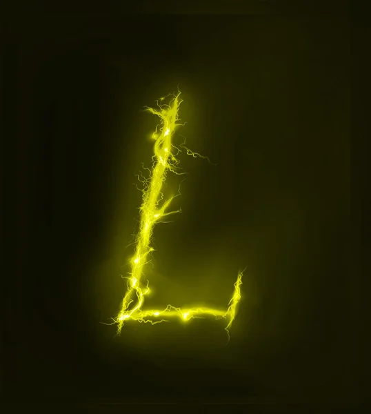 Alfabeto hecho de iluminación eléctrica, efecto tormenta de truenos . — Foto de Stock