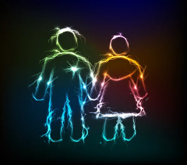 Men and woman. Abstract background made of Electric lighting effect — Stock Photo, Image