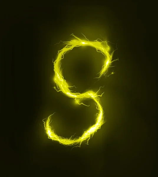 Alphabet aus elektrischer Beleuchtung, Gewittereffekt. — Stockfoto