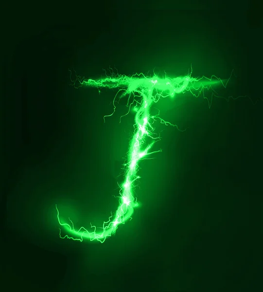 Alphabet made of electric lighting, thunder storm effect. — Stock Photo, Image