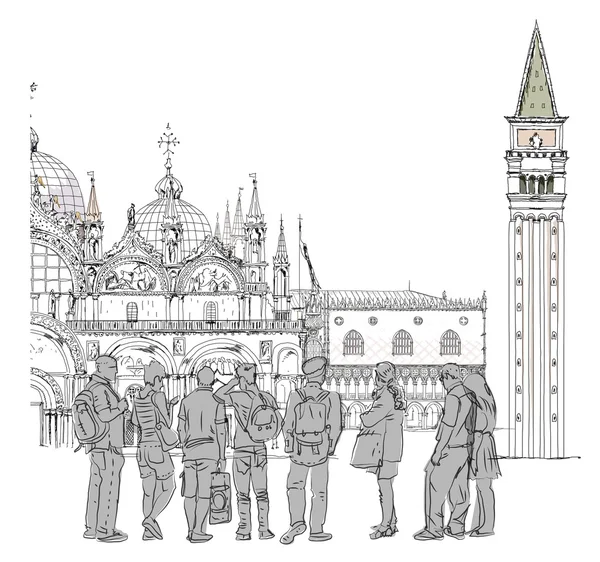 Venise Place San Marco, Venise illustration collection de croquis — Photo