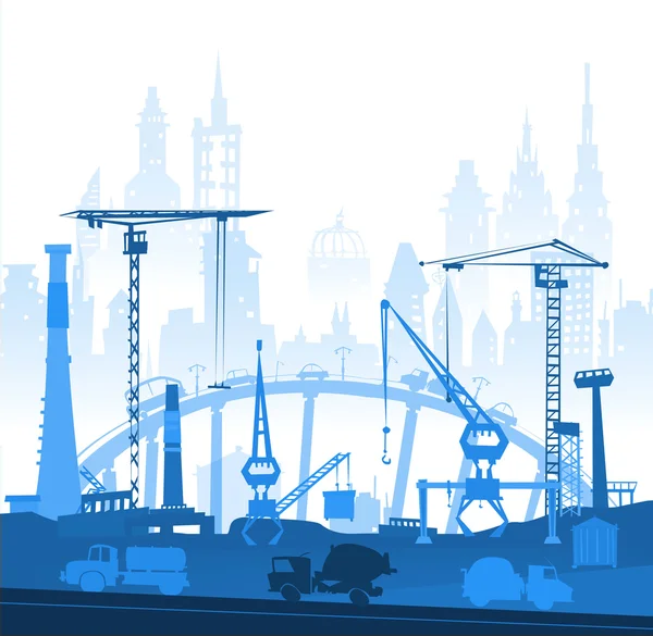 Industrial site view with cranes. Heavy industry concept — Stock Photo, Image