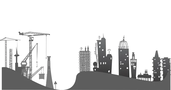 Plac budowy z żurawie. Tle miasta — Zdjęcie stockowe